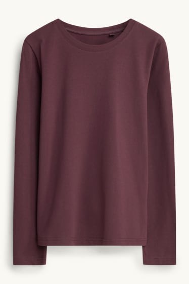 Femmes - Haut à manches longues - slim fit - bordeaux