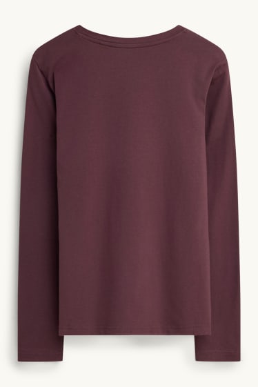 Femmes - Haut à manches longues - slim fit - bordeaux
