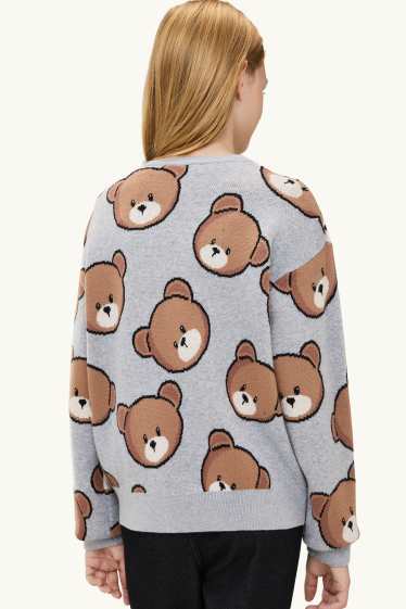 Bambine - Orsacchiotto - maglione - grigio chiaro