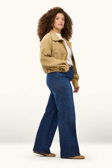 Donna - Jeans a gamba larga - vita alta - jeans blu scuro