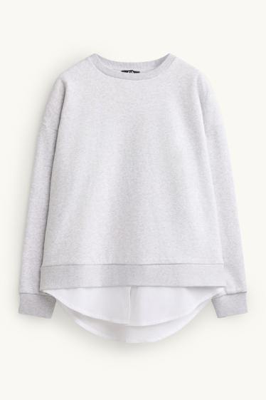 Damen - Sweatshirt - 2-in-1-Look - hellgrau-melange