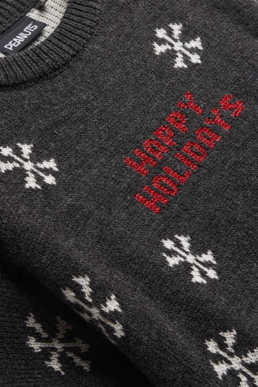 Dames - Kersttrui - Peanuts - donkergrijs