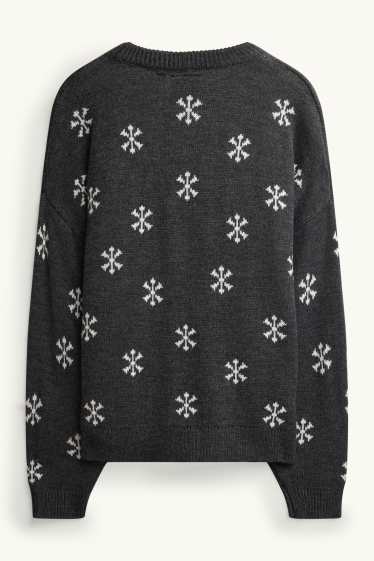 Dames - Kersttrui - Peanuts - donkergrijs