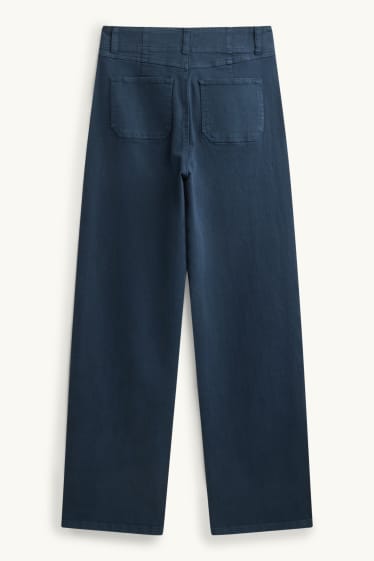 Women - Cloth trousers - high waist - straight fit - dark blue