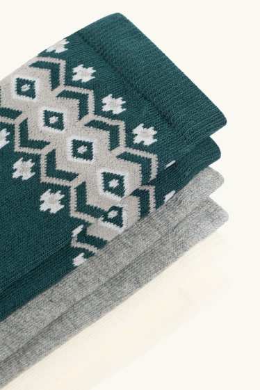 Donna - Confezione da 3 - calzini - verde scuro / grigio