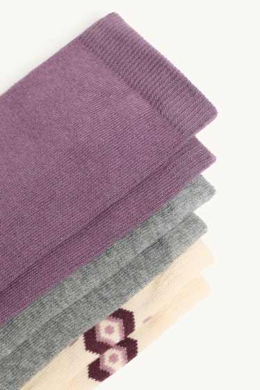 Dona - Paquet de 3 - mitjons - gris/lila