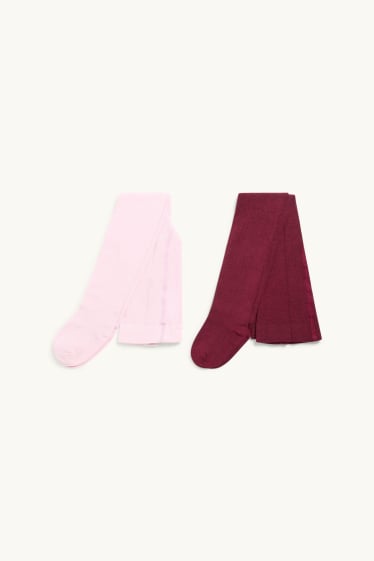 Kinderen: meisjes - Set van 2 - maillot - roze / donkerrood