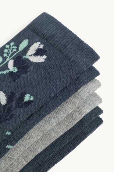 Femmes - Lot de 3 paires - chaussettes - bleu / gris