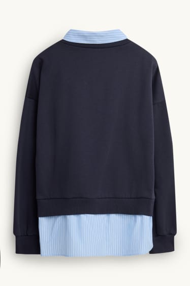 Femmes - Sweat - look 2-en-1 - bleu foncé