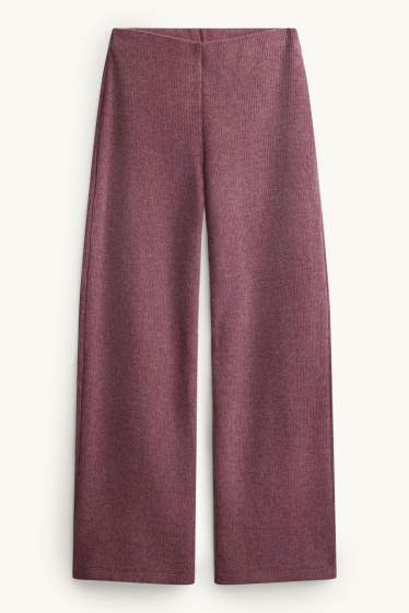 Damen - Strick-Jogginghose - gerippt - flieder