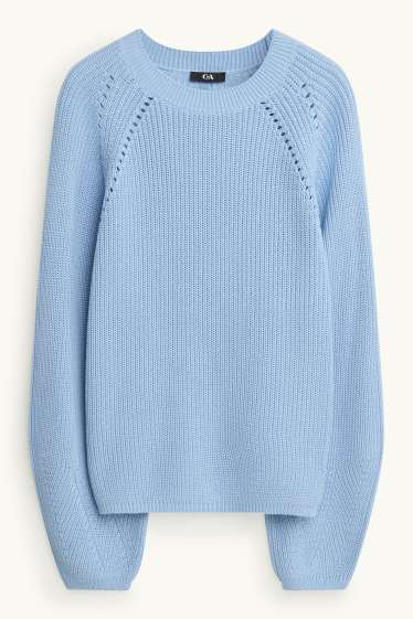 Femmes - Pull - finition côtelée - bleu clair