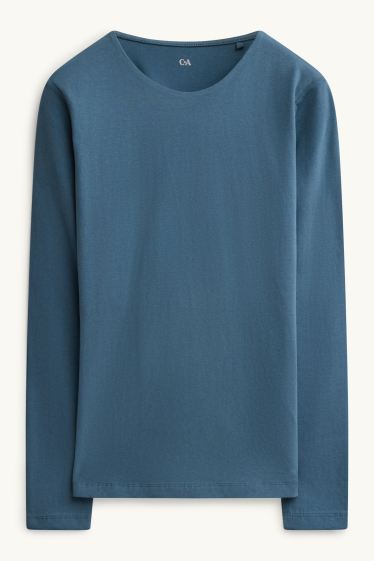 Femmes - Haut à manches longues - slim fit - jean bleu