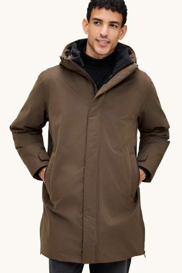 Pánské - Parka s kapucí - s výplní - vodotěsná - hnědá