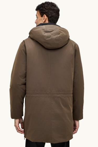 Pánské - Parka s kapucí - s výplní - vodotěsná - hnědá