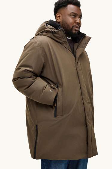 Home - Parca embuatada amb caputxa - folrada - impermeable - marró