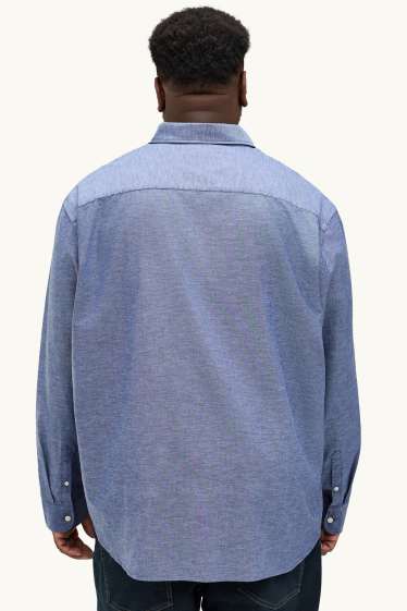 Herren - Hemd - Regular Fit - Button-down - blau-melange