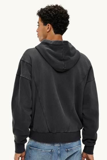 Hommes - Sweat zippé avec capuche - gris foncé