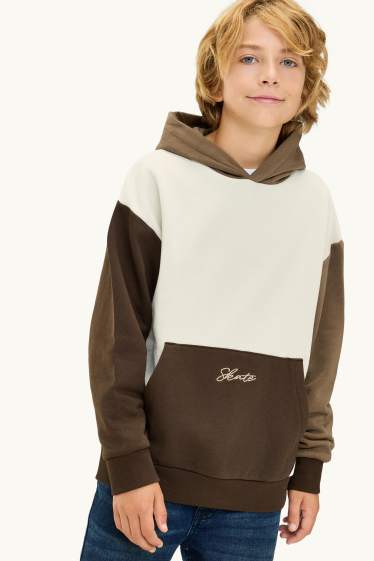 Kinder Jungen - Hoodie - braun / cremeweiss