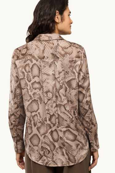 Femmes - Chemisier - à motif - beige / marron