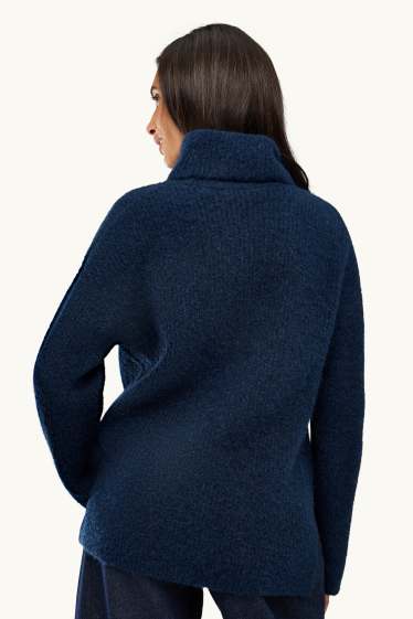 Damen - Rollkragenpullover - gerippt - dunkelblau