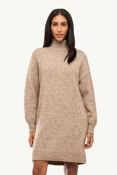 Donna - Vestito in maglia - effetto brillante - marrone chiaro