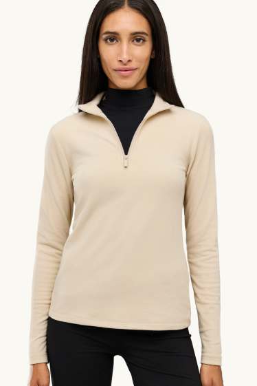 Women - Thermal fleece long sleeve top - regular fit - beige
