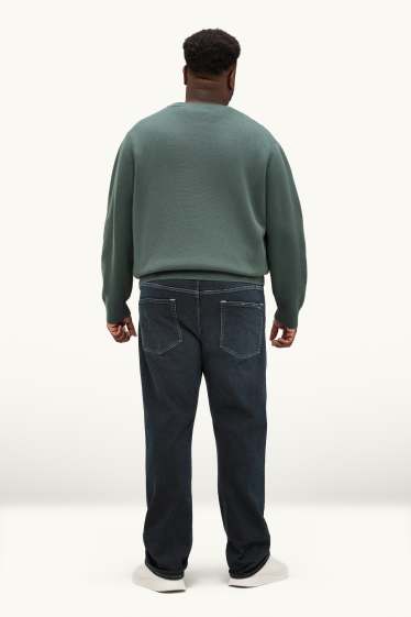 Pánské - Straight jeans - termo džíny - LYCRA ® - tmavomodrá