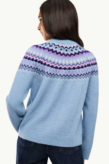 Damen - Pullover - gemustert - hellblau