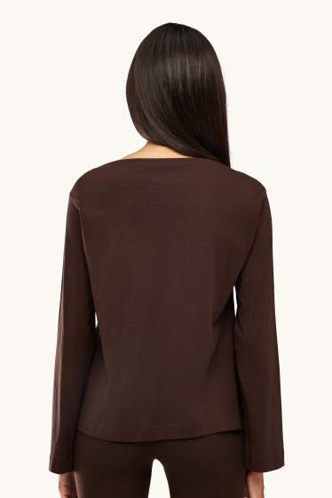 Dames - Longsleeve - relaxed fit - donkerbruin