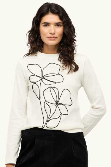 Damen - Langarmshirt - Regular Fit - cremefarben