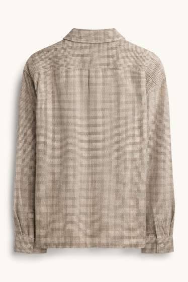 Uomo - Camicia - relaxed fit - collo all'italiana - a quadretti - beige