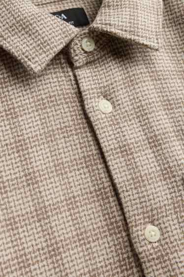 Uomo - Camicia - relaxed fit - collo all'italiana - a quadretti - beige