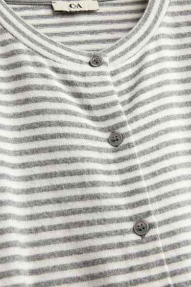 Damen - Strickjacke - gestreift - dunkelgrau / hellgrau