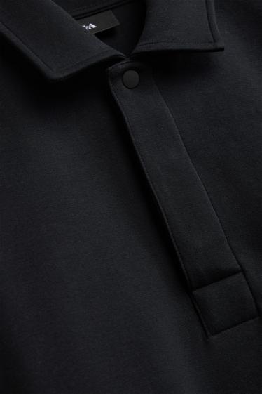 Men - Long sleeve polo shirt - relaxed fit - black