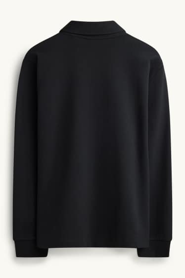 Men - Long sleeve polo shirt - relaxed fit - black