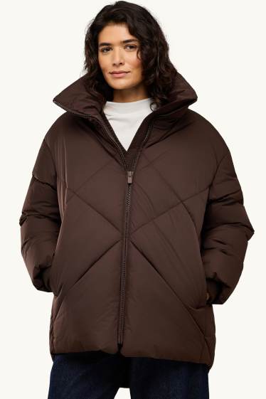 Women - Quilted jacket - water-repellent - dark brown