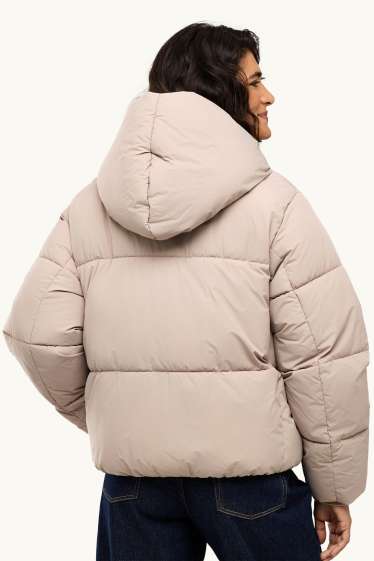 Women - Quilted jacket with hood - lined - water-repellent - beige