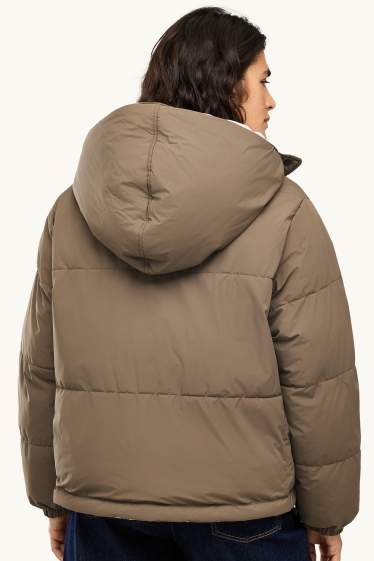 Donna - Giacca trapuntata con cappuccio - idrorepellente - tortora