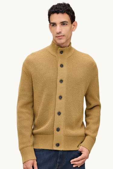 Men - Cardigan - mustard yellow