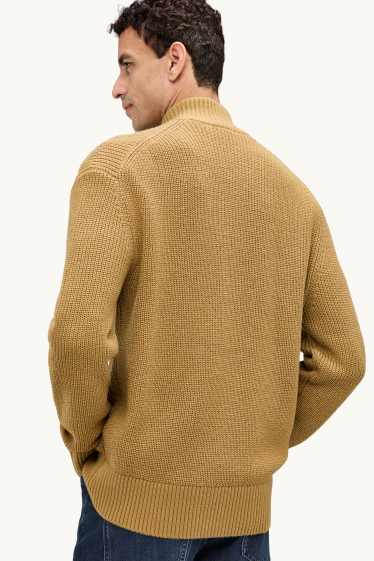 Men - Cardigan - mustard yellow