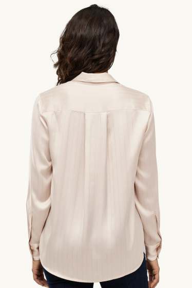 Donna - Camicetta in raso - gessato - bianco crema