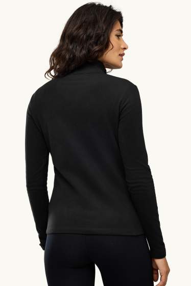 Women - Thermal fleece long sleeve top - regular fit - black