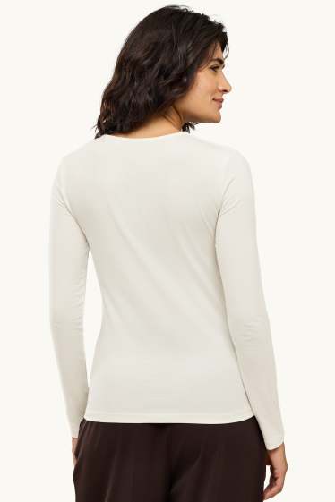 Damen - Langarmshirt - Slim Fit - weiß