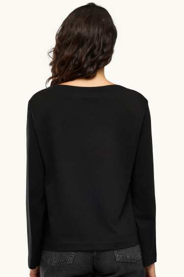 Dames - Longsleeve - relaxed fit - zwart