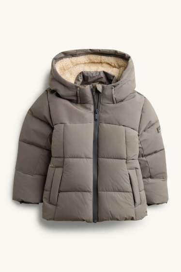 Kinder Buben - Steppjacke mit Kapuze - gefüttert - wasserabweisend - taupe