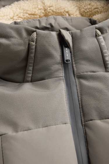 Kinder Buben - Steppjacke mit Kapuze - gefüttert - wasserabweisend - taupe