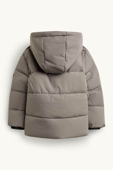 Kinder Buben - Steppjacke mit Kapuze - gefüttert - wasserabweisend - taupe