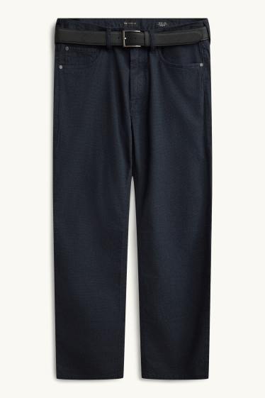 Men - Trousers with belt - regular fit - dark blue