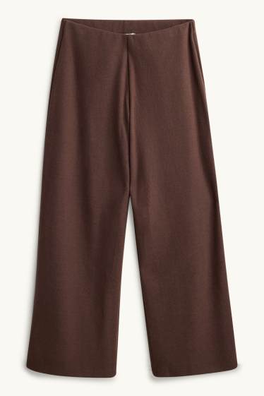 Femmes - Pantalon de jogging - finition côtelée - marron