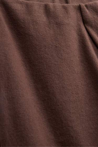 Femmes - Pantalon de jogging - finition côtelée - marron